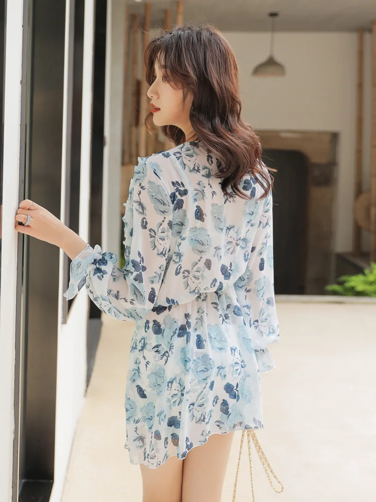 

2019 New Style Bathing Suit Fashion Sexy Underwire-Split Type Boxer Blouse Three-piece Set Bathing Suit