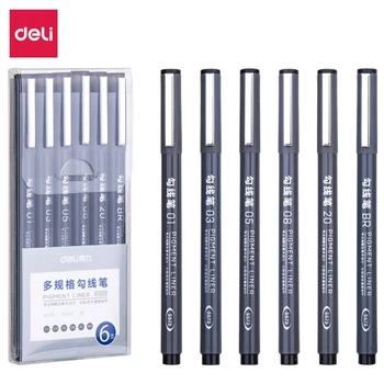 

Deli Art Marker Children Drawing Outline Stroke Pen Fine 0.5mm Double Tip Hook Line Pens Students Sketching Stationery Stabilo