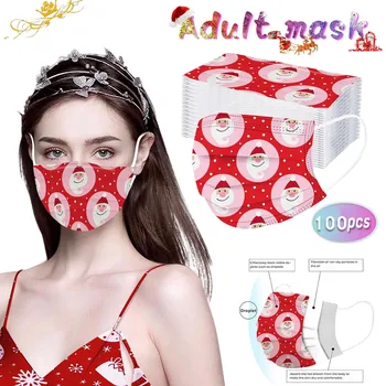 

10/20/50/100PCS Mascarillas Adult's Christmas Masks Disposable Snowman Print Face Mask 3Ply Maske Weihnachten masque de noel E4