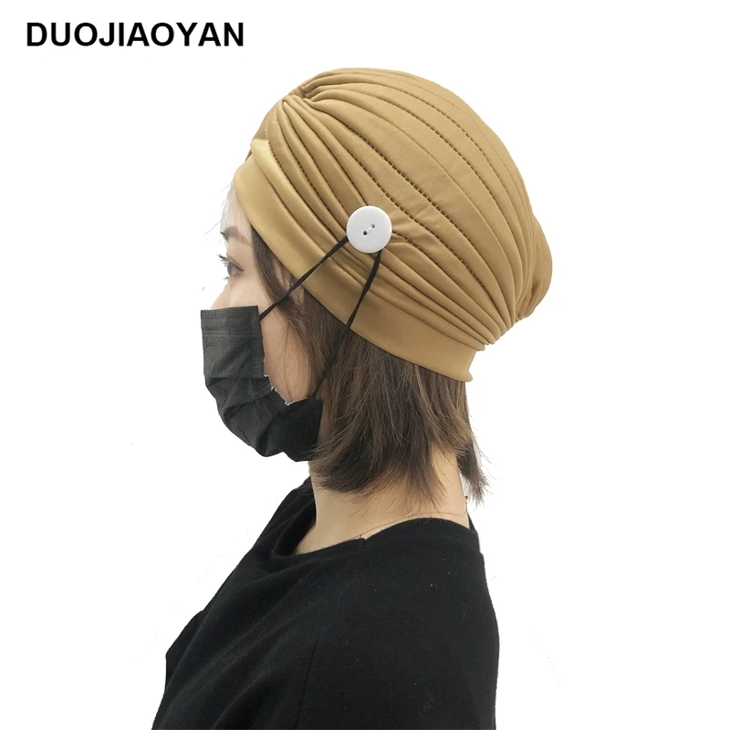 

DUOJIAOYAN European and American fashion hair cap color sports sun hat mask button hair band accessories