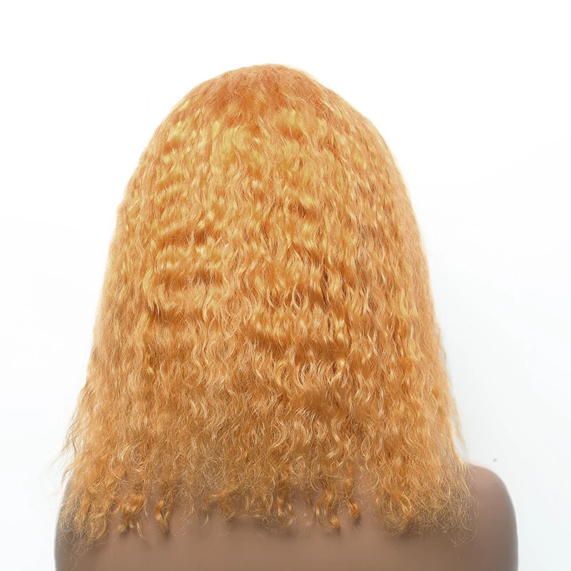 Оранжевый Синтетические волосы на кружеве человеческих волос парики 13x4 прозрачный кружевной Короткий Боб вьющиеся парик Мёд бразильский Синтетические волосы на кружеве al парик Dolago красочный парик