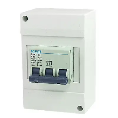 

DZ47-63 C10 3 Poles Overloaded Mini Circuit Breaker AC 400V 10A w Cover