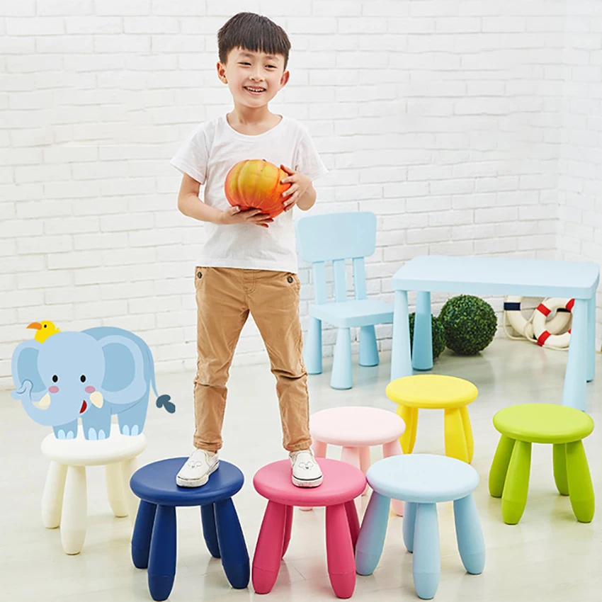 LazyChild Round Children's Stool Kindergarten Baby Learning Stool Thicken Plastic Game Seat Removable for Kids Adults
