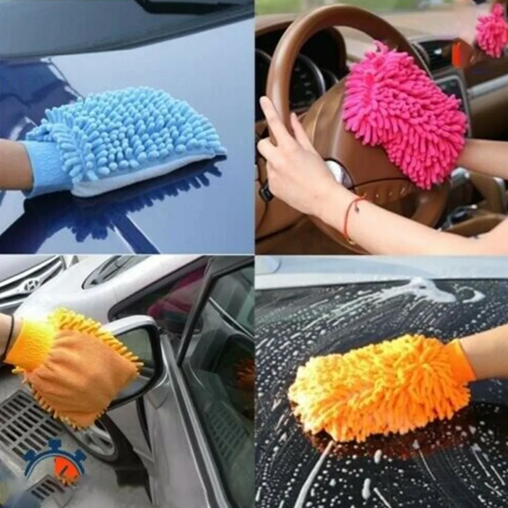 2/1pcs Car Wash Gloves Microfibre Glove Car Care Kitchen Household Wash Washing Cleaning Mit Clean Easy To Clean And Dry Random car seats cleaner