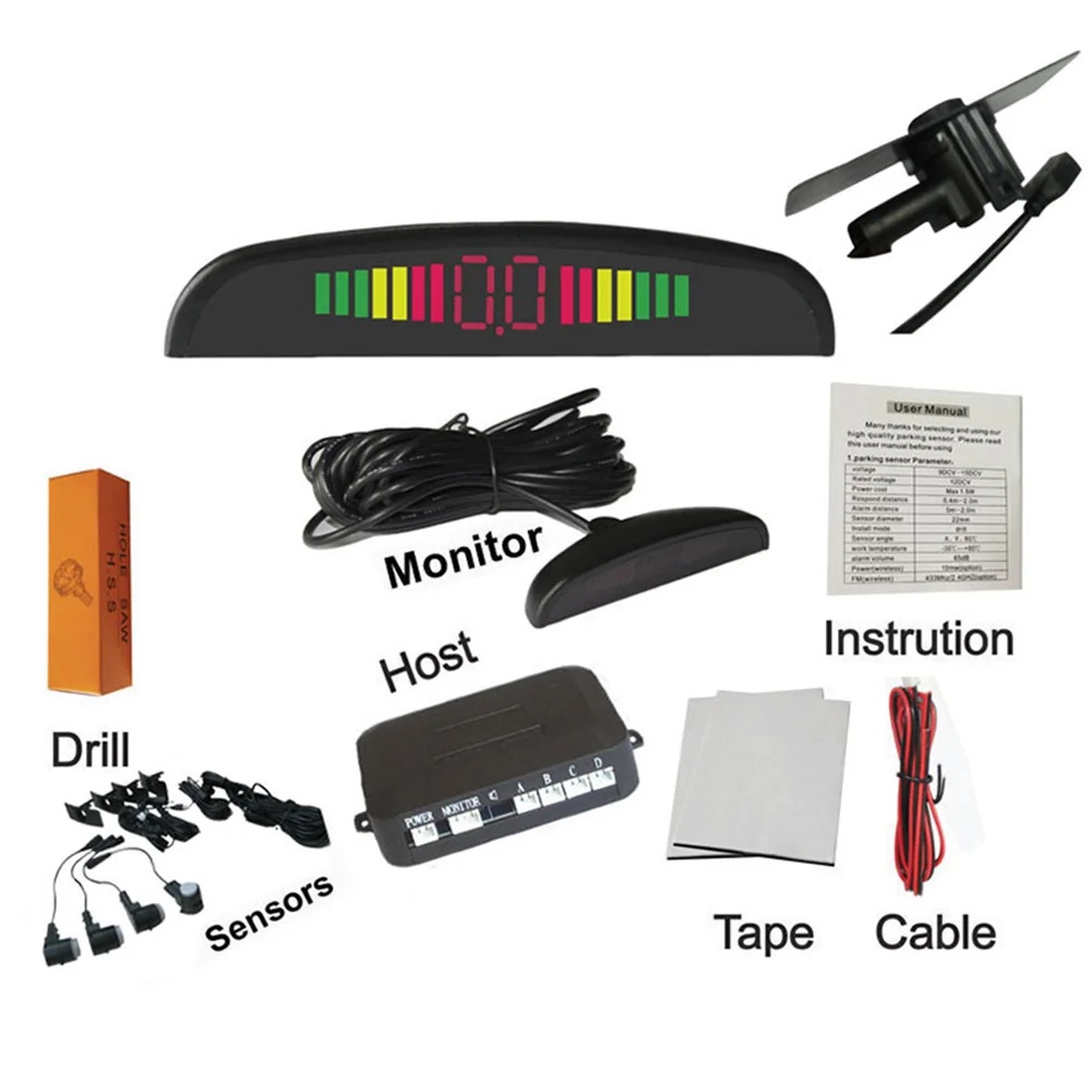 Радар монитор помощник парктроник детектор зуммера система безопасности резервный датчик парковки комплект Автомобильный Обратный светодиодный дисплей звуковой сигнал