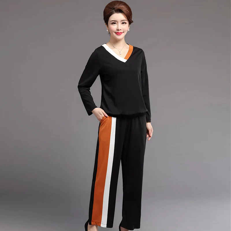 

18 Middle-aged Mom Autumn Clothing Both Sets of 40-Year-Old 50 Large Size Long-sleeved Upper Garment Middle-aged WOMEN'S Apparel