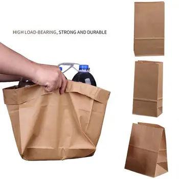 

100PCS Perfect Solid Brown Paper Lunch Bags Pack Hot Splash Proof Waterproof hot dogs Food Stroage Bags buggy bag Pounch #324