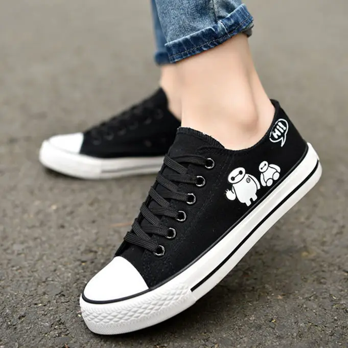 

Spring Black Low-top Canvas Shoes Women's Versatile Students Casual Ball Shoe Korean-style Flat Shoes Harajuku Ulzzang