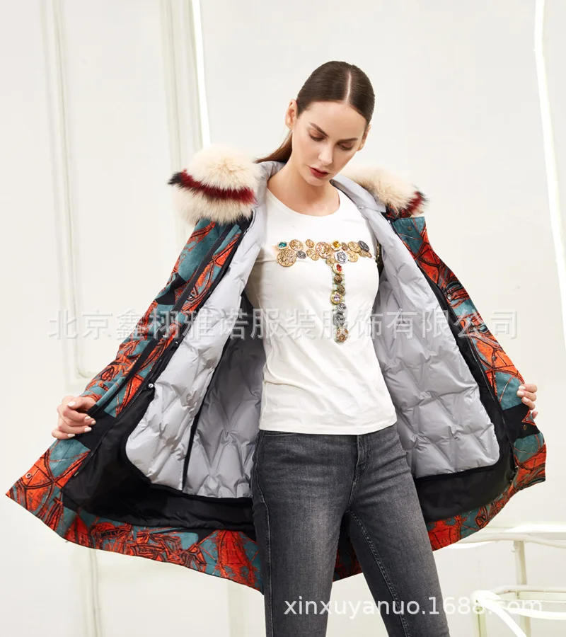 new winter coats detachable feather bladder ladies long raccoon heavy hair peck down jacket