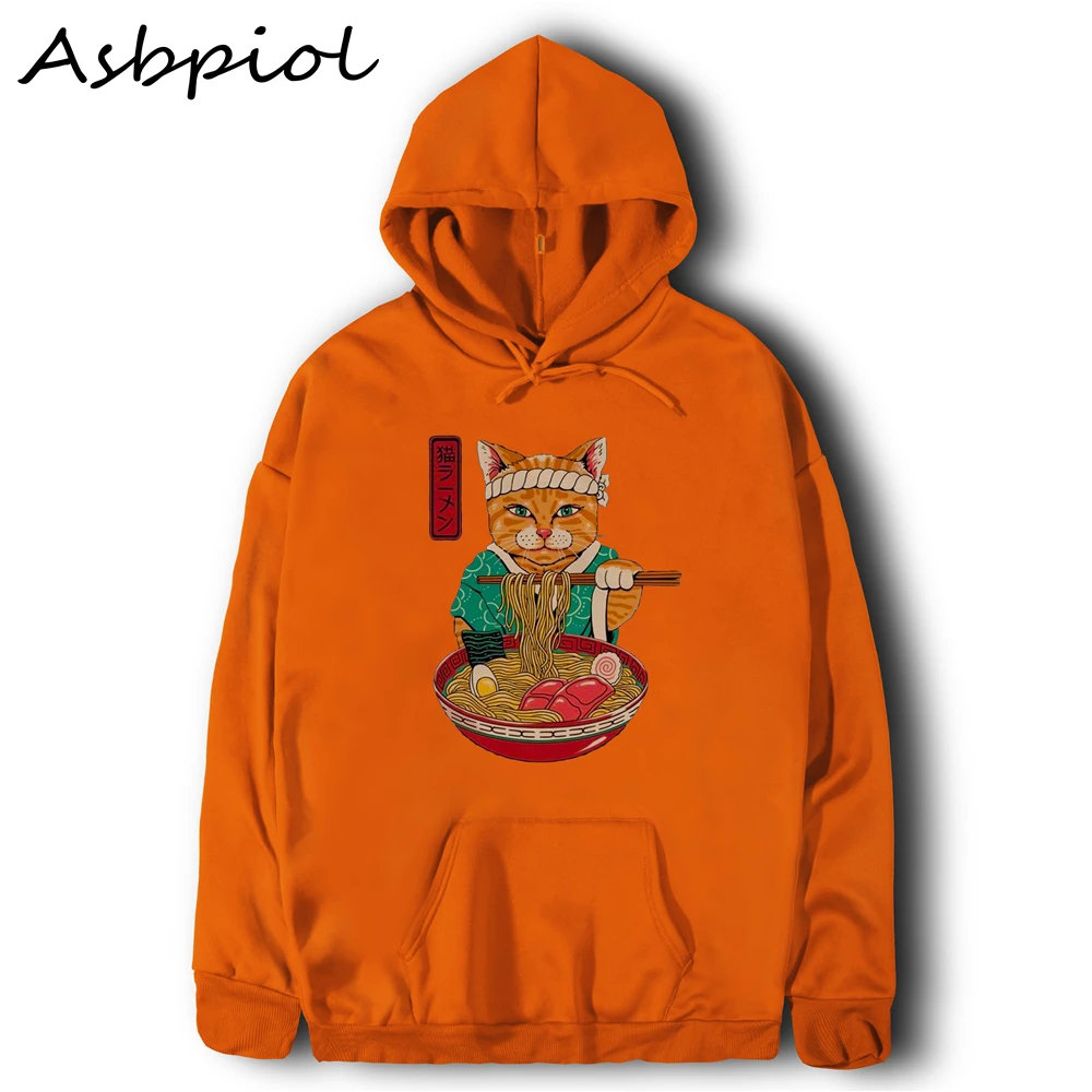  Hoodies Japanese Kawaii Cat Printing Sweatshirt Hip Hop Style Long Sleeve Hooded Shirt Autumn Winte