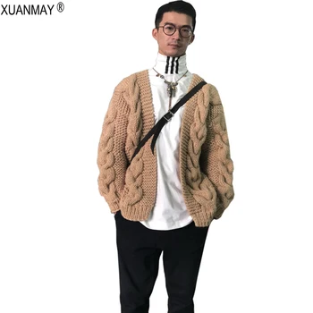 

Winter Men's Cardigan Sweater Pure Hand Woven Super Thick Cardigan Sweater coat Thick Warm Large size Winter Cardigan Sweater