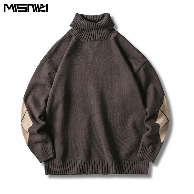 

Misniki 2019 Sweaters Men Turtleneck Solid Soft Warm Thicker Knitting Pullover Streetwear Hip Hop Sweaters JP24