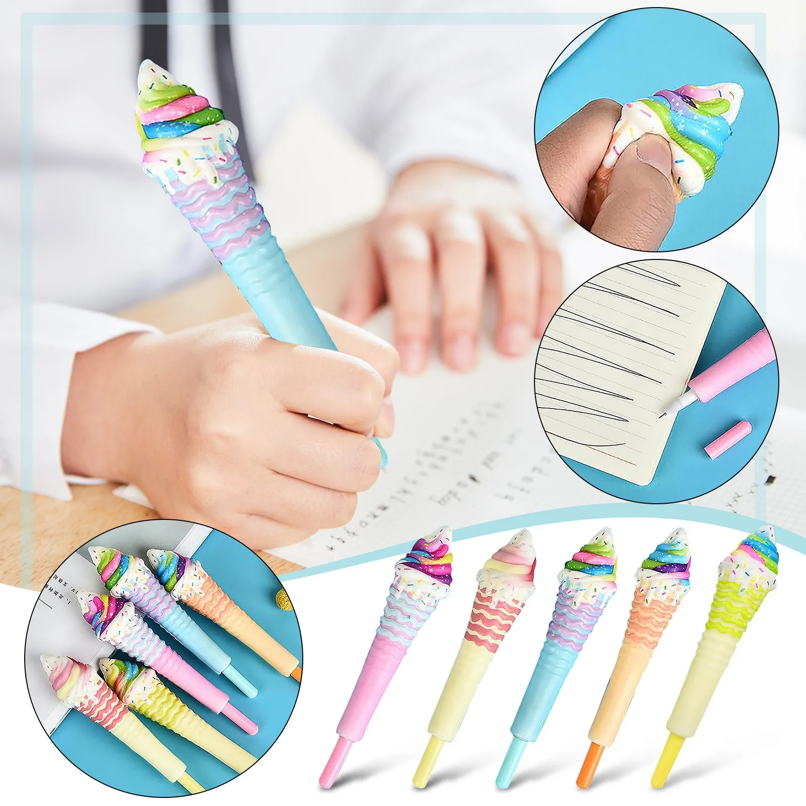 Juguete de descompresión de dedo para hombre y mujer, bolígrafo de juguete creativo y novedoso de helado, juguetes para apretar de alta calidad