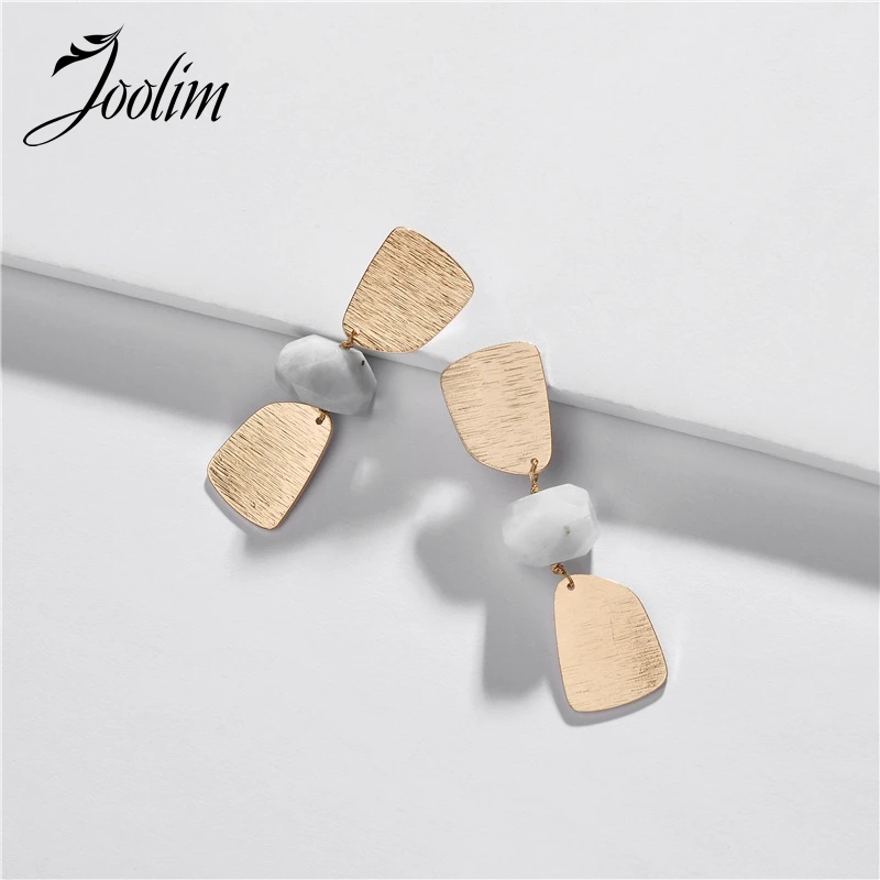 

JOOLIM Jewelry Fashion Geo Cut Stone Drop Earring Statement Earring