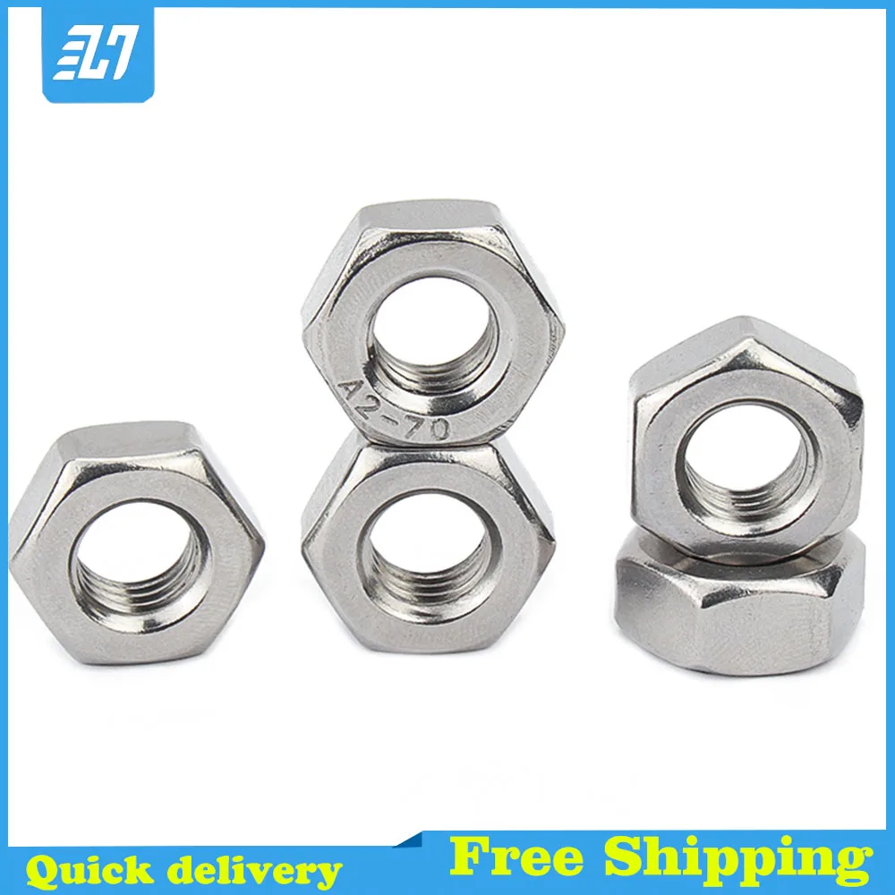Hex Nut  Hexagon 304 Stainless Steel M1 M1.2 M1.4 M1.6 M2 M2.5 M3 M3.5 M4 M5 M6 M8 M10 M12 M14 M16 M18 M20 M22 M24 M27 M30 M33