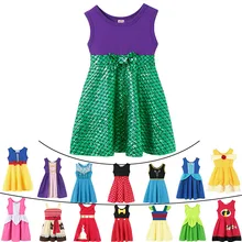 Хлопковые Платья принцессы для девочек, Ариэль, Рапунцель, Белль, Золушка, Эльза, Моана, Минни, одежда с дизайном «Микки», Базз Джесси, костюм для ролевых игр