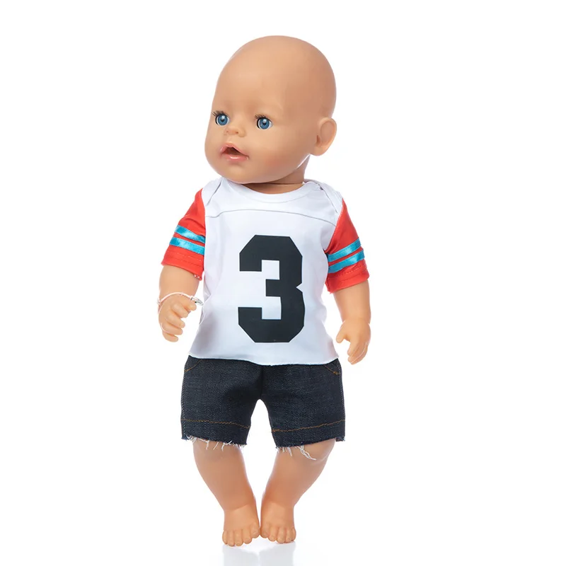 

Baby New Born Fit 17 inch 43cm Doll Clothes Accessories T SHIRT 3 + Pants Clothes For Baby Birthday Gift