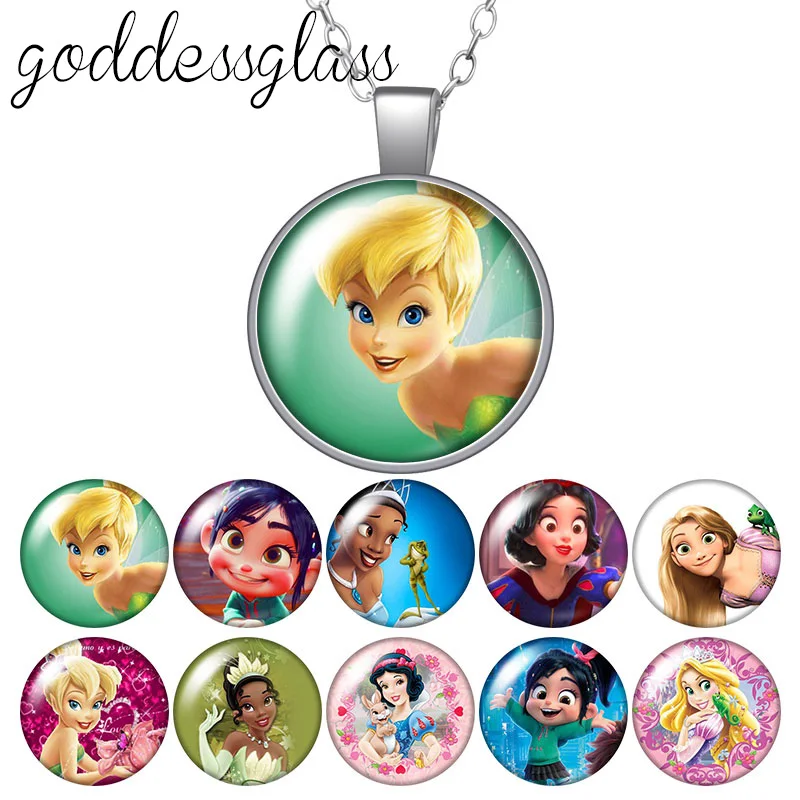 Принцесса Tinkerbell Tiana Белоснежка Vanellope подарок для девочек стеклянный кабошон