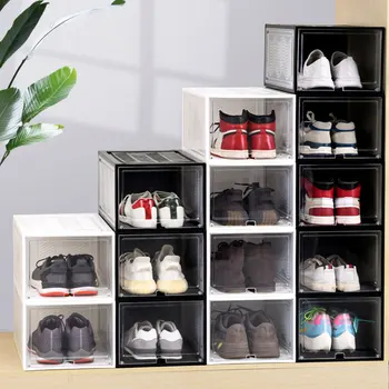 

Big Size Shoe Box Shoe Storage Organizers Stackable Clear Shoe Storage Box Rack Clear Drawer DTT88