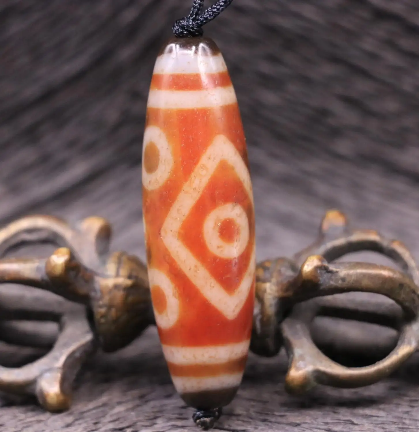 

LKbrother Talisman Magic Power Tibetan Old Red Agate 6 Eye Diamond eye 4 line dZi Bead Amulet LZK
