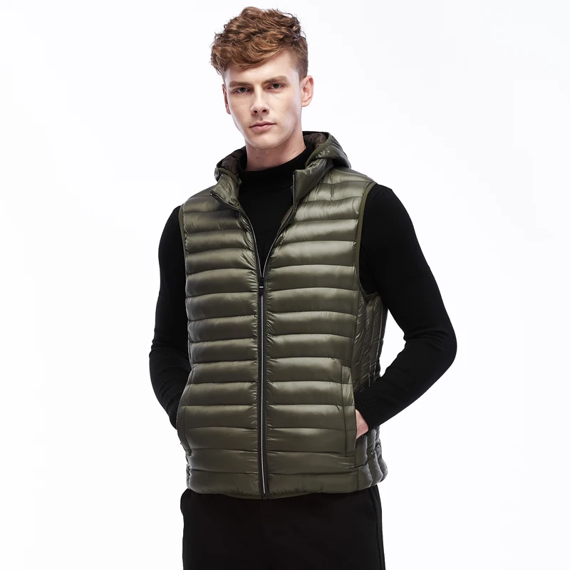 Men Hooded Gilet Waistcoat Winter Cotton Padded Sleeveless Puffer Jacket Coats Outwear Men's Thicken Vest 3XL