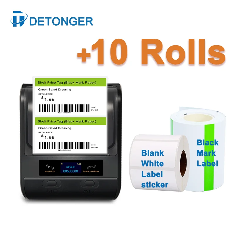 DETONGERDP30SThermalLabelPrinterPlus10RollsWhitePaper