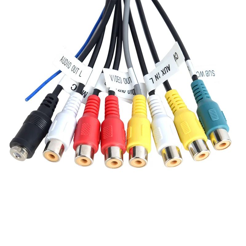 Essgoo 20 pin rca kabel für android radio subwoofer ausgangs drähte mic interface line 3,5mm mikrofon kabel für autoradio