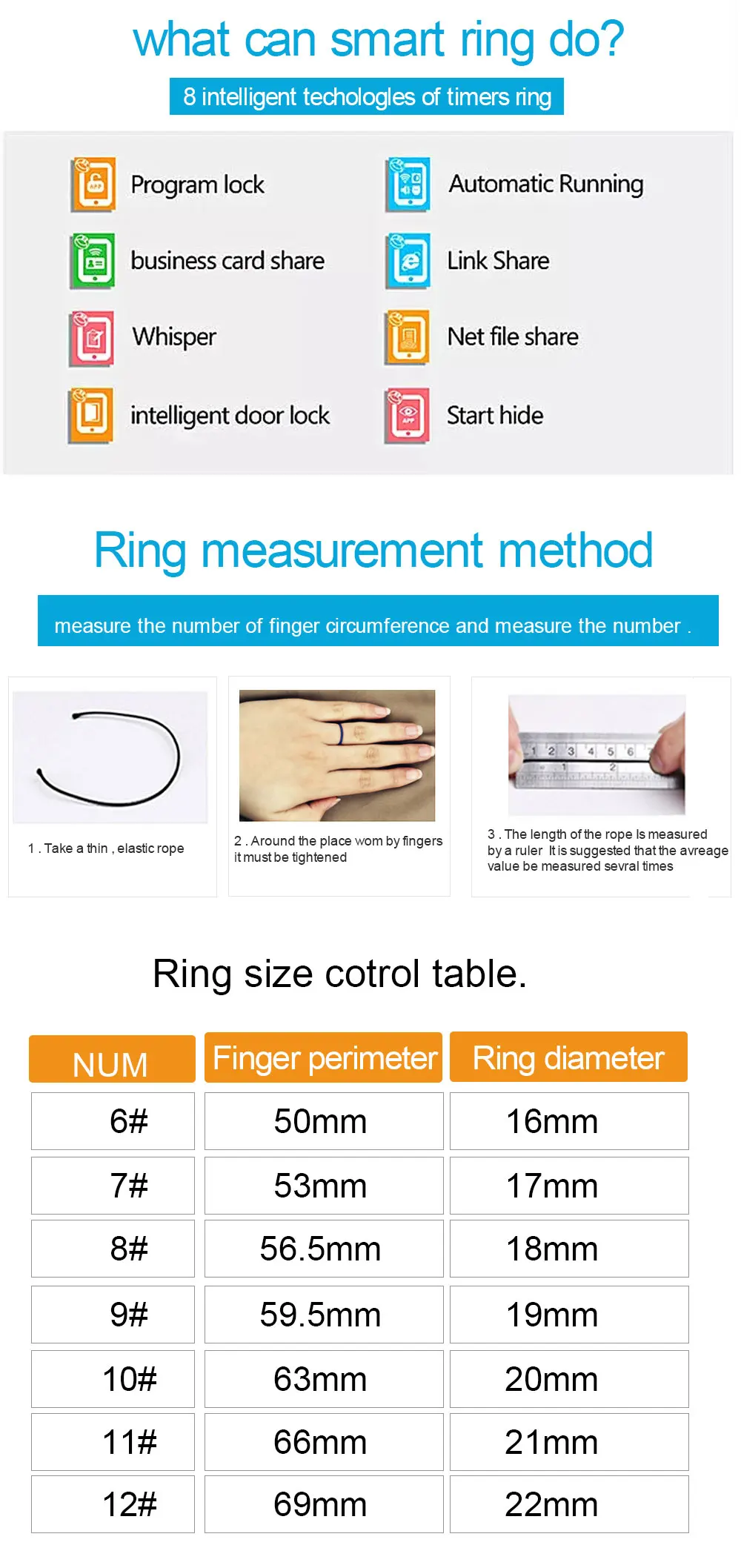 RFID 125KHZ or 13.56MHZ Black Ceramics Smart Finger Ring Wear for Men or Women