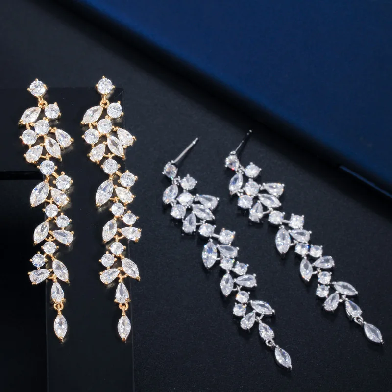 Wong Rain Luxury 925 Sterling Silver Created Moissanite Gemstone Drop Dangle Plant Tassel Earrings Fine Jewelry Wholesale