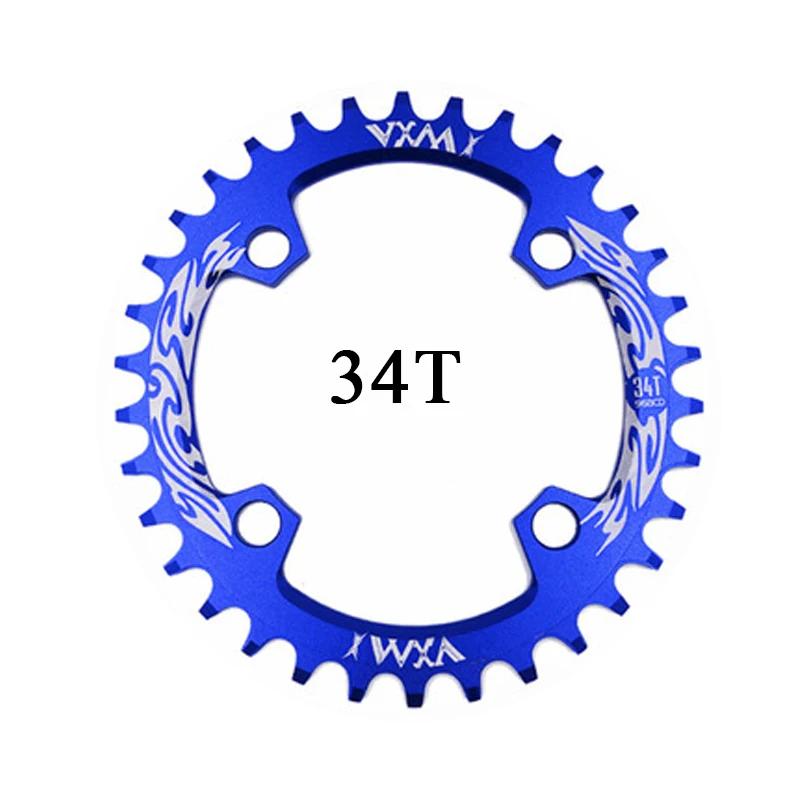 VXM 96BCD Round bicycle chainwheel 32T 34T 36T 38T MTB bike Chainring Tooth Plate mountain Crown for M4000 M4050 GX NX X1 Crank - Цвет: Round 34T blue