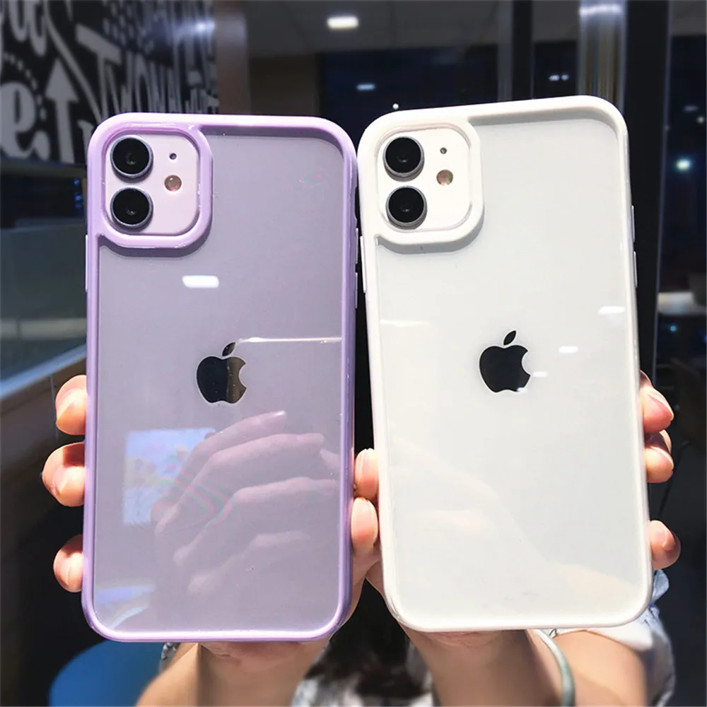 apple mag charger Transparent Shockproof Bumper Phone Case For iPhone 11 12 13 Pro Max Mini X XR XS Max 7 8 Plus SE 2020 Candy Color Hard PC Cover magsafe battery