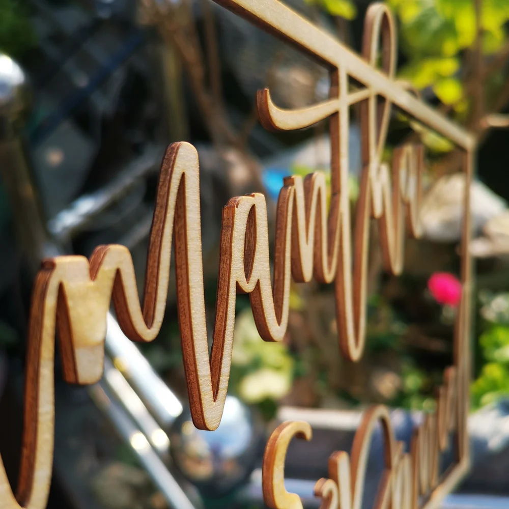 Personalized Wood Bride and Groom Name Unique Custom Hexagon Anniversary Gift Rustic Wedding Party Photo Props Wooden Decoration (3)