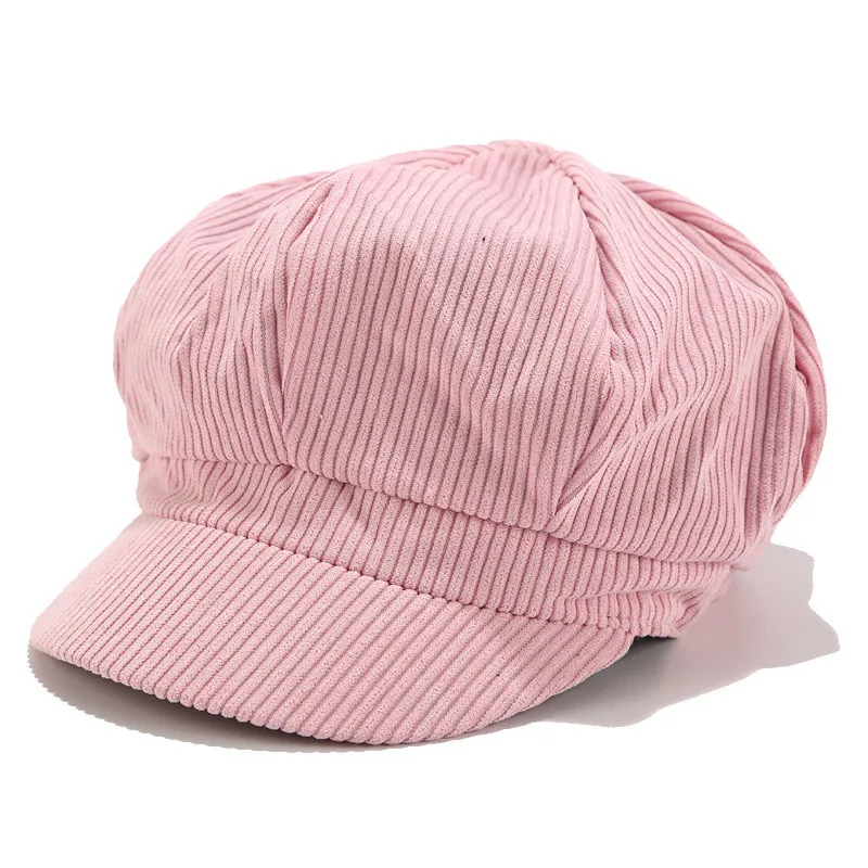 

Women Corduroy Octagonal Hat Retro Beret Soft Winter Autumn Visor Cap TS95