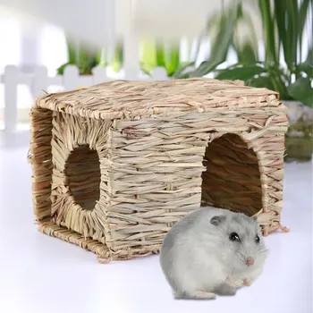 

Handcrafted Woven Grass Hamster Nest Small Pet Rabbit Hamster Cage House Chew Toys Foldable Pig Rat Hedgehogs Chinchilla Bed 5