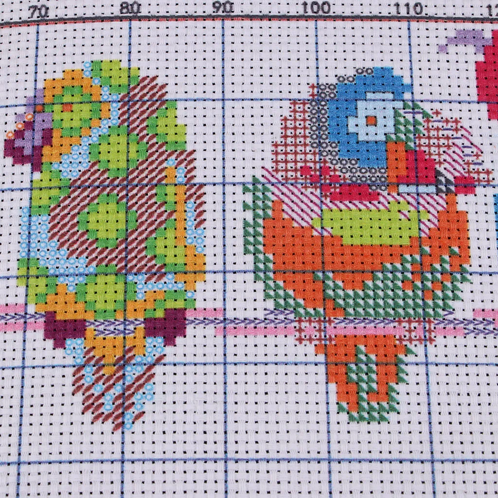Cute Colorful Parrots Birds DIY Stamped Cross Stitch Kit Pre-printed Pattern Beautiful Scenery Christmas Gift Home Decoration