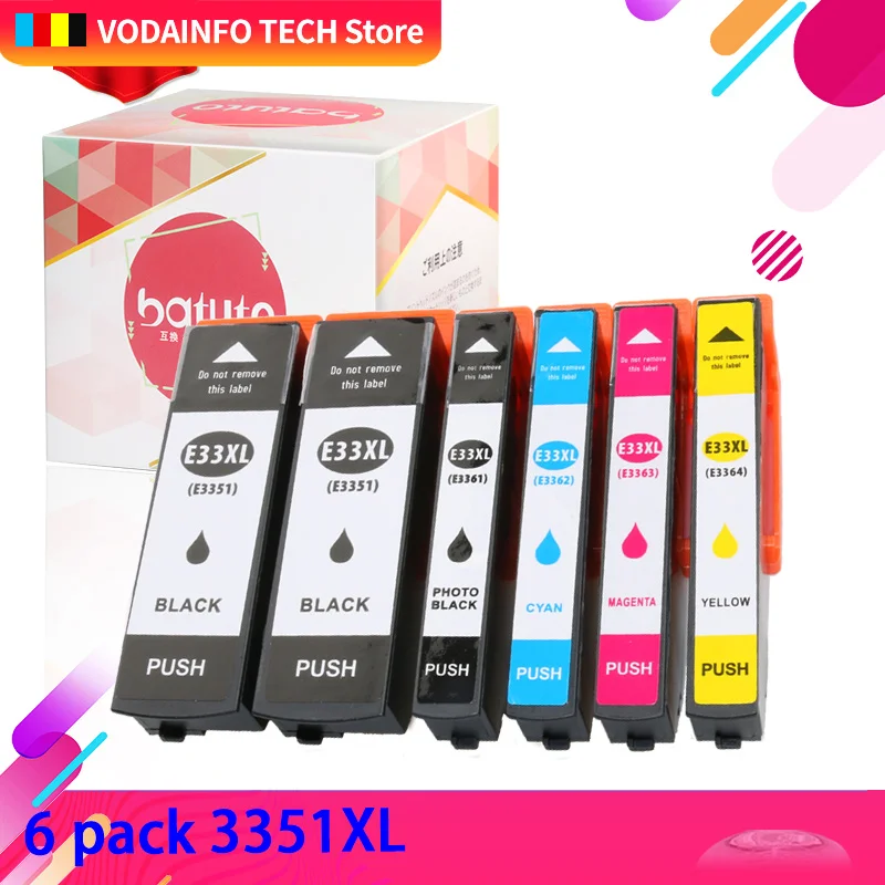 6 шт. 33XL T3351 3361 3362 совместимые чернильные картриджи для принтера Epson XP-900 640 635 630 540 530