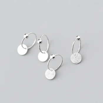 

925 Sterling Silver Round Circle Drop Dangle Earrings for Women Minimalist Sweet Earing Ladies Jewellery Short Eardrop Dangler