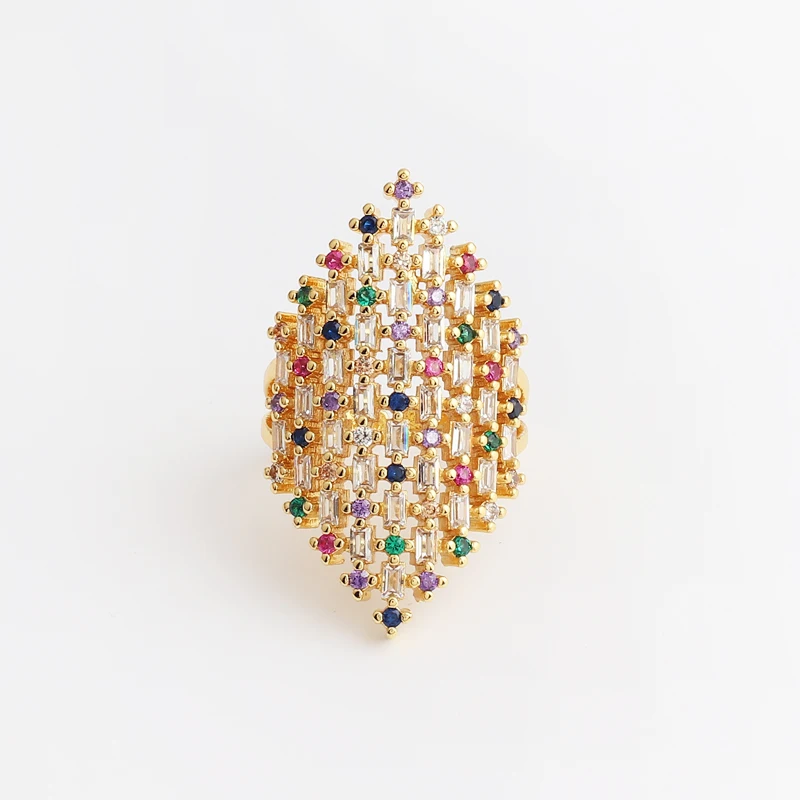 Colorful Cubic Zirconia Rings For Women Bohemian Rainbow Ring Party Wedding Jewelry