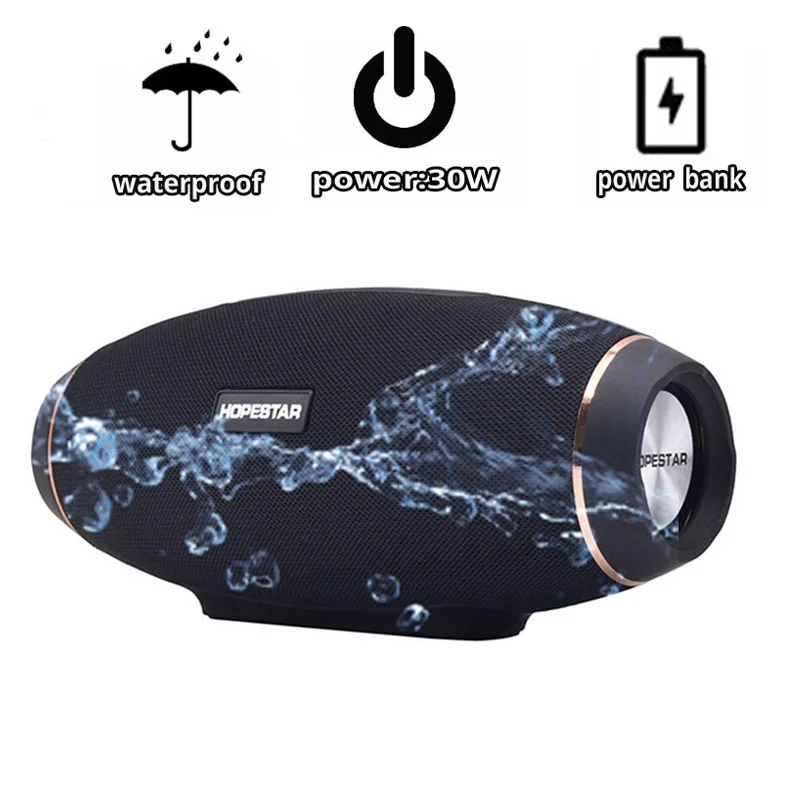 

Hopestar Rugby Bluetooth Speaker Waterproof Bass Column Wireless Portable TV computer Sound box Outdoor boombox stereo Subwoofer