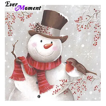 

Ever Moment Diamond Painting Winter Snowman Bird Full Square Resin Drills Diamond Embroidery Handicrafts Home Decoration 4Y190