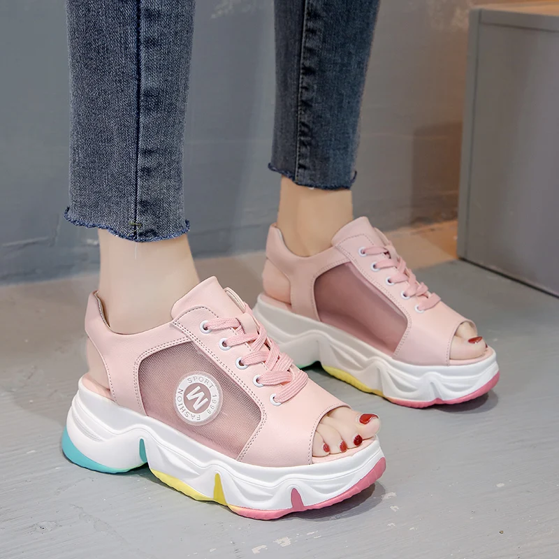 

Color Sole Platform Sandals Women Summer Shoes Open Toe Thick Sole Sneakers Sweet Girl Sports Sandals Outdoor Casual Women Shoes