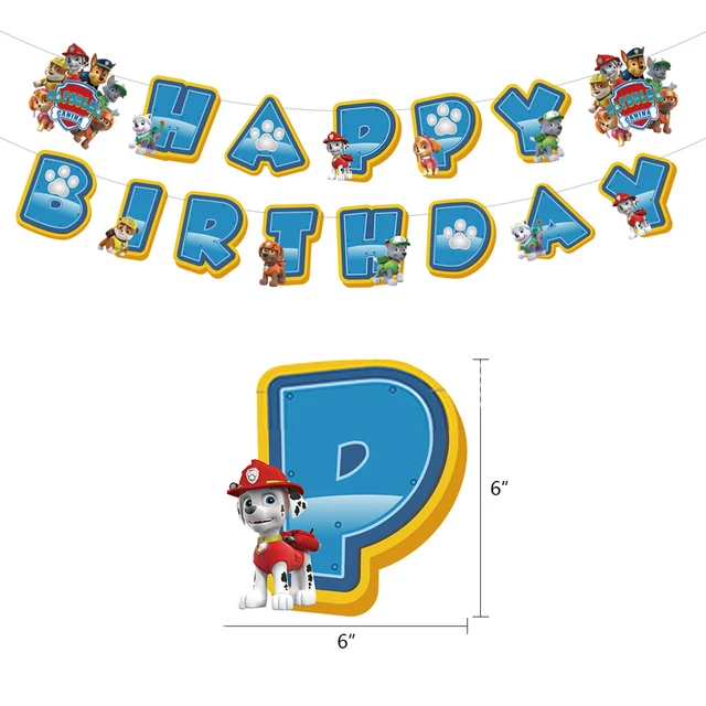 Paw Patrol Birthday Party Balloons Toy Birthday Banner For Kids Boys Girls Party Decoration Paper Cup Plate Tableware Supplies Letter pull flag