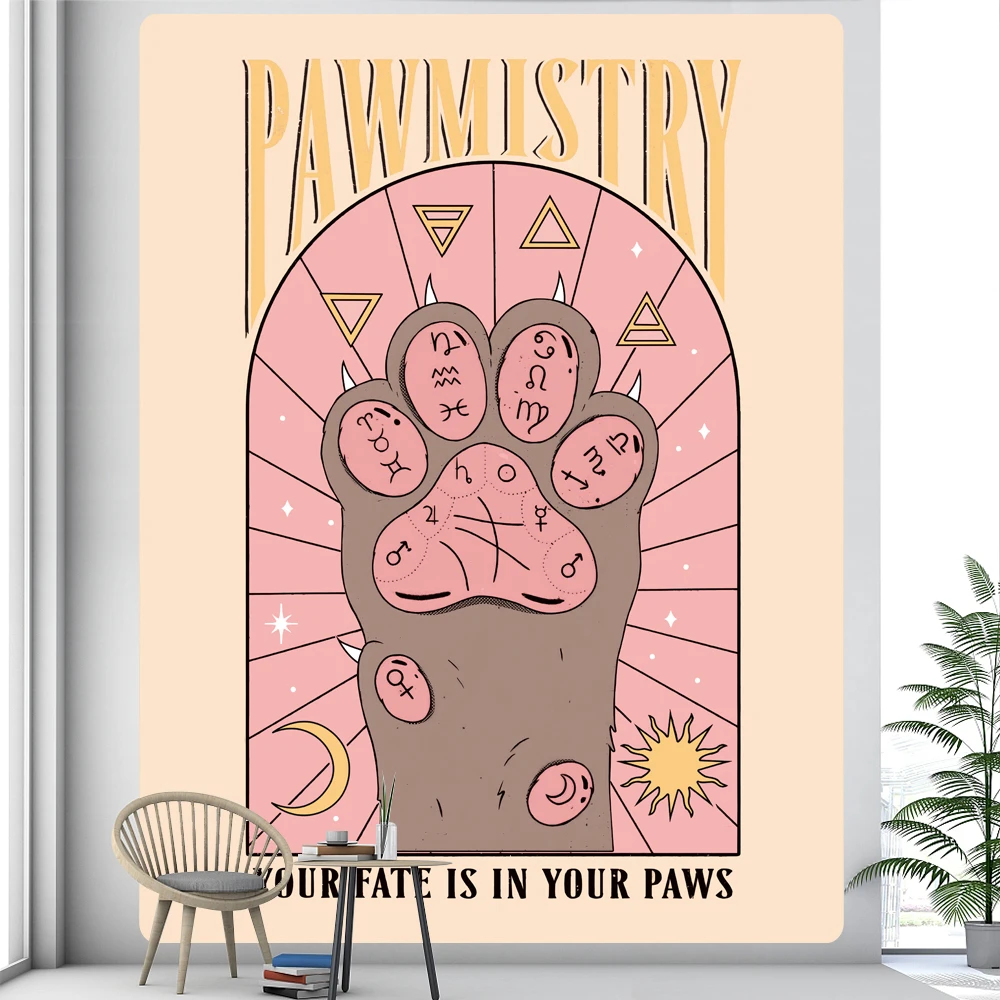 Description Picture 3 of itemTarot card cat paw psychedelic scene home decoration art tapestry hippie bohemian decoration bedroom bed sheet tapestry