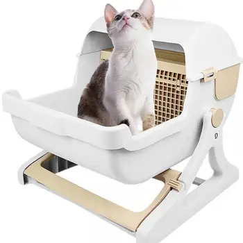 

Cat Sand Pot Cat Toilet Semi-automatic Full Cat Sand Pot Medium-sized Closed Cat Sand Pot Pet Cat Toilet Cat Sand Box