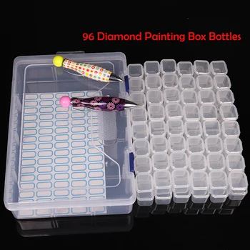

96 Grid With Tool Bead Storage Box Transparent Diamond Painting Tool DIY Manual Bead Embroidery Stone Container Box