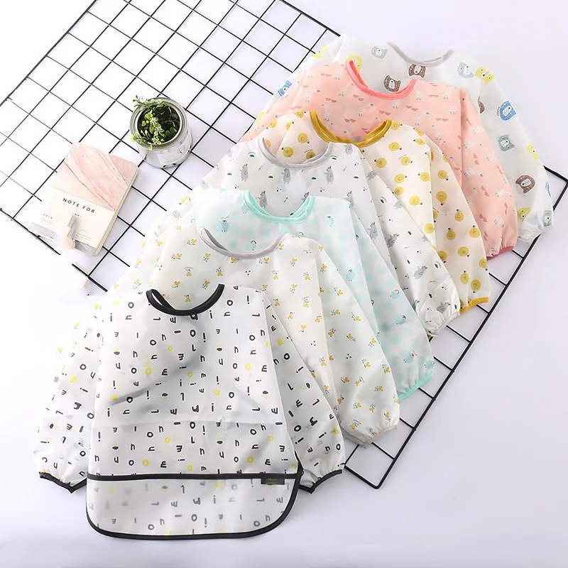 

New Arrival Baby Bibs Waterproof Kid Eating Clothing Children's Long Sleeves Feeding Smock Bib Baby Apron Bandana Bebes Bibs