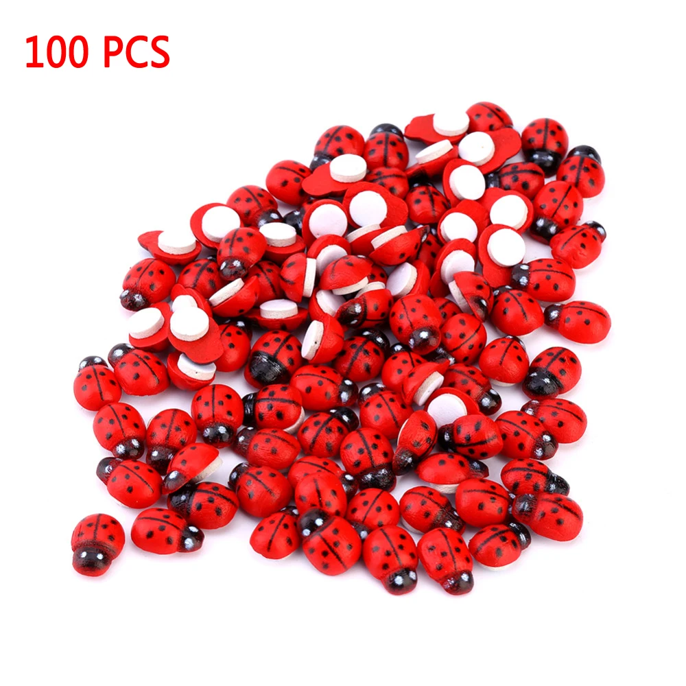 100 шт. деревянные наклейки в виде божьей коровки на стену холодильник детские с