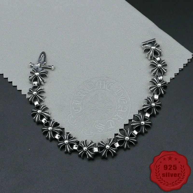 

S925 sterling silver bracelet fashion personality popular accessories new cross around punk style 2019 hot sale