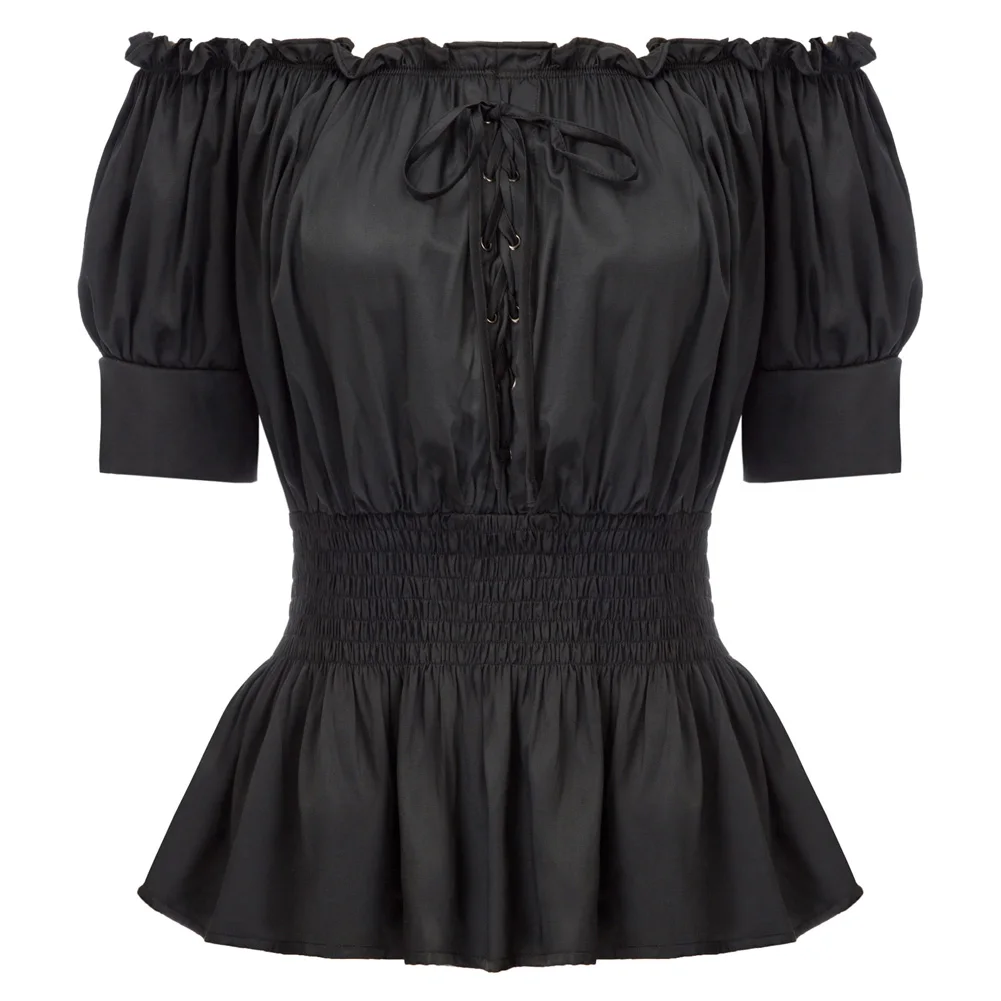 Женская рубашка в стиле ретро готический панк средневековый топ с рукавом 1/2