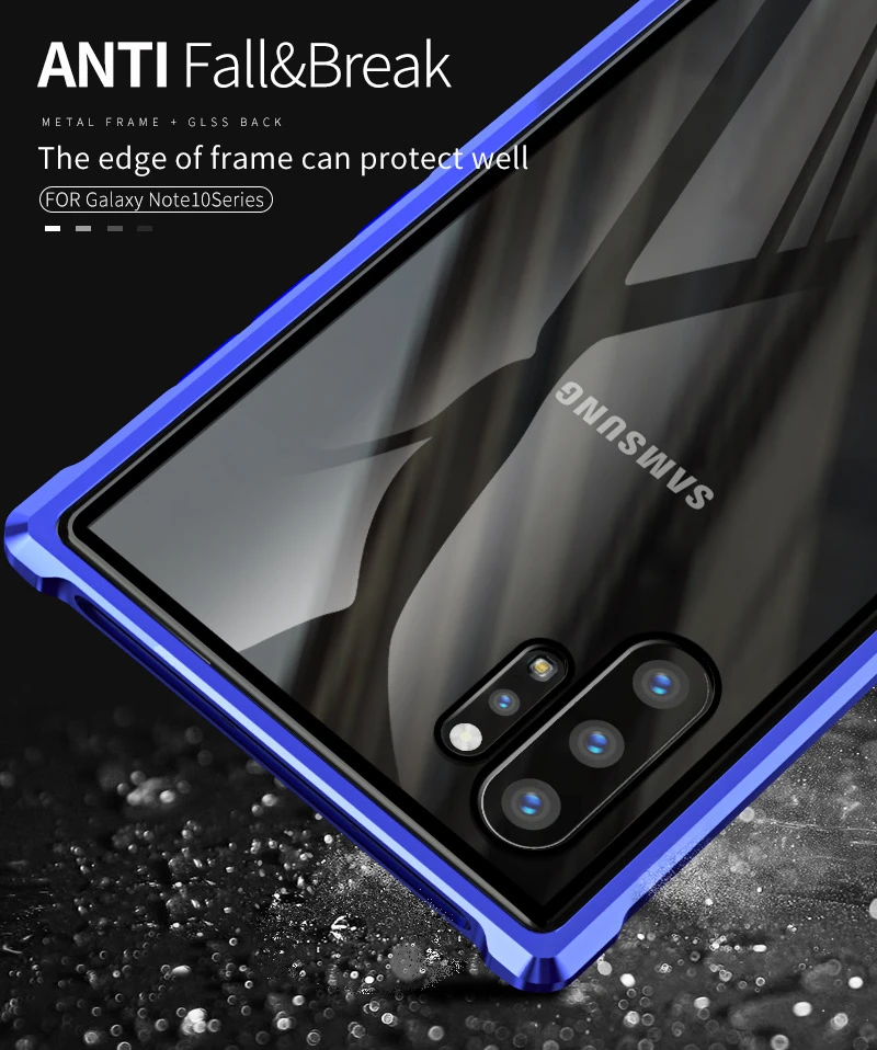 Металлический стеклянный чехол для samsung Galaxy Note 10 Pro 10++ алюминиевая рамка корпус бампер задняя прозрачное стеклянное покрытие для samsung Note10 чехол